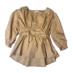 Fifth Japan Beige Blouse — Structured Waist Pleated Detail Size M / Fits USA 4–6 Tan Size M Photo 0