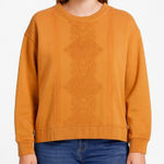Coldwater Creek Pullover Sweatshirt Womens L Petite Orange Embroidered Boho Photo 0