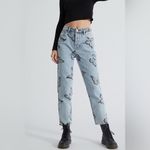 PacSun  eco butterfly print high waisted straight leg jeans with frayed hem 25 Photo 1