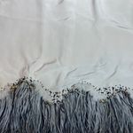 Lela Rose 100% Silk Top With Genuine Ostrich Feather & Sequins Hem Detail Sz 10 Gray Photo 2