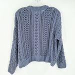 Kendall + Kylie Blue Plush Thick Knit Cropped Sweater Photo 5