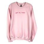 Gildan Get In Loser Medium Sweatshirt Mean Girls Crewneck Pullover Pink Solid Minimal Photo 1