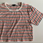 J.Crew  Red, White, and Blue Striped Cropped T-Shirt Photo 4