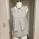 H&M Green & White Micro Floral Print Tie-Detail Top Photo 5