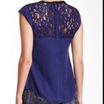 Rebecca Taylor  Faux Leather Trim Lace Inset Top Photo 1