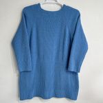 Soft Surroundings Soft Surrounding Womens Cozy Chenille Crewneck Fisherman Knit Sweater Blue Small Photo 2