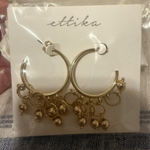 Ettika  Gold Hoop Earrings with Dangle Charms NWT Photo 0