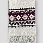 Vintage Wool Scarf Gray Burgundy Purple Fringe Photo 0