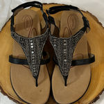 Aetrex  Sheila Black and Tan‎ Leather Beaded Sandals Size EU 38 (7.5 - 8) Photo 0