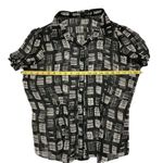 The Limited ‎ Womens Sheer Button Up Blouse Size L Short Sleeve Top Black White Photo 7