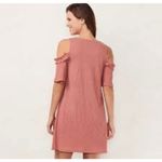 LC Lauren Conrad Lauren Conrad Womens Cold Shoulder Ruffle Trimmed Knit Dress Size XXL Pink Photo 1