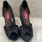 Betsey Johnson  Black Satin Walter D'orsay Pumps Size 7  Open-Toe Shoes Photo 2