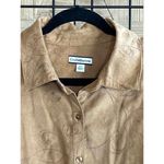 Croft & Barrow Womens Shirt XL Brown Tan Embroidered Button Long Sleeve Western Photo 1