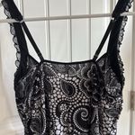Black and White Floral Lace Tank Mini Dress/Nightgown Photo 5