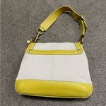 Coach RARE VINTAGE BAG Off WHITE CANVAS GREEN LEATHER LEGACY ALI SLIM FLAP 10828 Photo 1