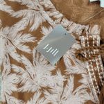 J.Jill Bellissima Womens Blouse PXL Brown Pink Palm Tasseled Split Neck NEW Photo 4
