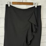 J.Crew Womens size 12 Ruffle Pencil Skirt in 365 Crepe Black Lined h6113 Photo 4