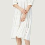 Amanda Uprichard  Womens Dress White Saffron Midi V Neck Tiered A Line Flowy XS Photo 0