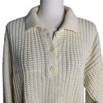 Buttons Vintage 90s Oversized Loose Knit Sweater S Cream  Collar Pullover Slouchy Photo 1
