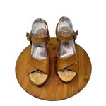 Kork-Ease  Drew Brown Leather Wooden Heel Sandal Strappy Open Toe Womens Size 9 Photo 1
