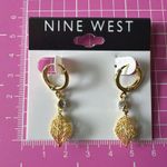 Nine West diamond inside of hollow Gold Leaf clip on Earrings Photo 3