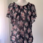 No Boundaries  Sheer Black Floral Print Blouse Photo 1