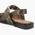 Ganni  Buckle Ballerina Flats Slingbacks Sandals Military Olive BRAND NEW w/ Box Photo 1