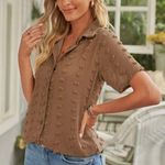 New Womens Texas Girl Boutique Swiss Dot Button Down Blouse Top Photo 0
