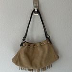 Neiman Marcus  Tan Suede Fringed Shoulder Bag  Photo 1