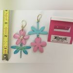 Betsey Johnson Dragonfly & Flower Mismatch Drop Earrings Gold, Pink & Blue NWT Photo 8