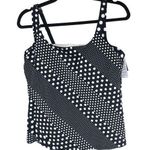 Lands End Chlorine Resist Square Neck Underwire Tankini Swim Top Black White 6 Photo 0