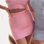 Meshki NWT  CeCe Pink Ribbed Knit Mini Skirt, size M Barbiecore boho Y2K ballet Photo 1