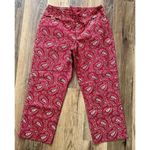 Ralph Lauren Lauren Red Green Cream Paisley Cropped Straight Leg Chinos Size 8 Photo 1