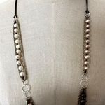 Nakamol brown and cream pearl multi strand long chain necklace Photo 1