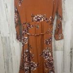 Miss Me Rust Orange Floral Midi Shirt Dress size XS Teracotta Boho Western Fall Photo 8