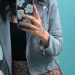 H&M Blue Suede Crushed Velvet Moto Jacket Blazer Photo 0