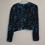 Scala Vintage Elegant Jacket Black and Blue Sequin Crop Blouse Jacket Photo 4