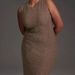 Anthropologie Current Air Cable-Knit Midi Brown Sweater Dress Plus Size 2X Photo 0