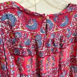 Loft  Petites Bright Coral Pink Blue floral Georgette Bohemian‎ Blouse - SP EUC Photo 7