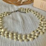 Three Strand Pearl Chain Silver Necklace Vintage “Esme” 19” Classic Feminine White Photo 9