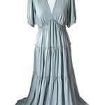 Baltic Born  Santorini Maxi Dress Ruffle Feminine Size Large Dusty Blue NWT Photo 0