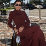 ZARA  Elegant Burgundy brown wine Maxi Dress stretchy long Sleeve Casual bodycon  Photo 4