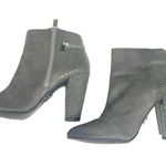 Jennifer Lopez Glide Gray Leather Helled Bootie Size 9 Side Zip Metallic Photo 1