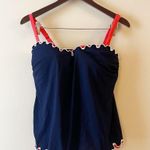 Profile by Gottex Blue & Pink Shirred Ruffle Sweetheart Swim Tankini Top 18W NEW Photo 0