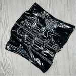 Black leather / latex look buckle front corset with tie back lingerie shirt lg Photo 7