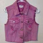 Avec Les Filles  Womens Pink Acid Wash Crop Denim Vest Size Small Photo 0