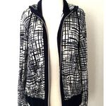 Chico's VTG  Blue and White Long Sleeve Hood Zipper Stretchy Jacket Sz 1 (M/8) Photo 4