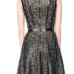 Tadashi Shoji Roberta Dress Black Nude Leathertte faux leather runway size 6 Photo 1