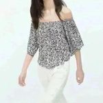 ZARA Trafaluc Daisy Print Flowy Off the Shoulder Crop Top Size L Photo 2
