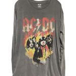 AC/DC Graphic Long-Sleeve Band Tee Rock Music Flame Design Gray L Photo 1